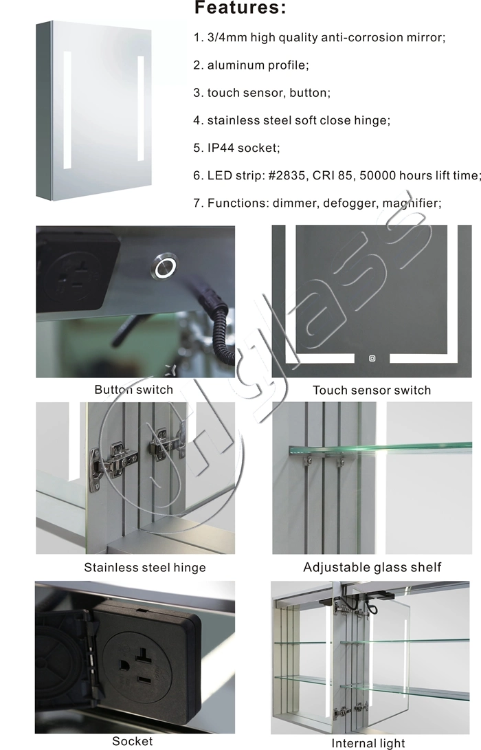 Wall Mounted and Recessed Mounted LED Medicine Cabinet Mirror Cabinet