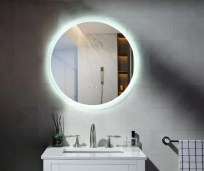 공장 사용자 정의 크기 타원형 라운드 살롱 빛 화장대 거울 욕실 호텔 가구 장식 LED 스마트 목욕 거울